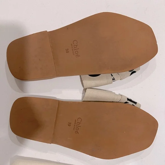 CHLOE WOODY GROVE BROWN LOGOSANDALS Size 39 US